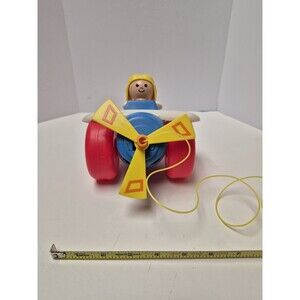 Vintage Fisher Price Airplane pull along Toy 1980 rotating propellor